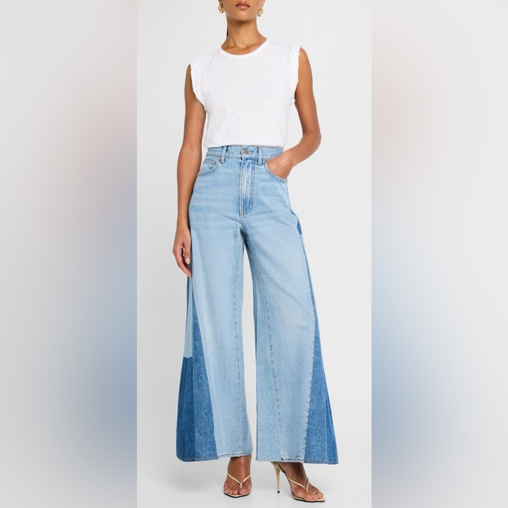 Veronica Beard Vicki Patchwork Wide-Leg Jeans